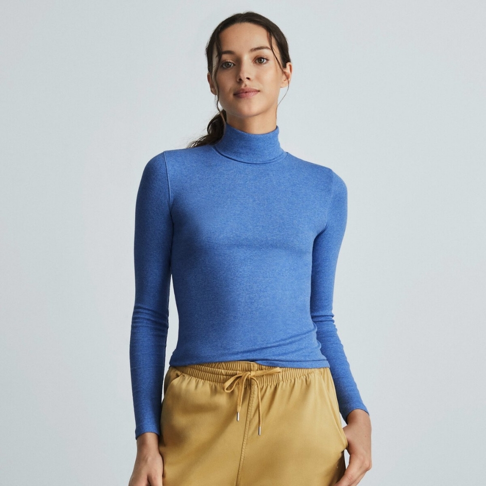Everlane Pima Cotton Turtleneck Color Blue Size M